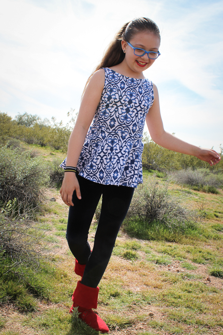 Dandelion tank peplum for teens. Longer peplum length pairs nicely with tights.