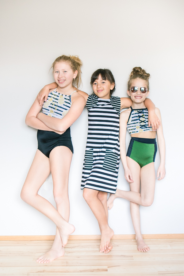 Moss Swimcover and Narwhal swimsuit in 2 piece view. Available as a swim bundle.