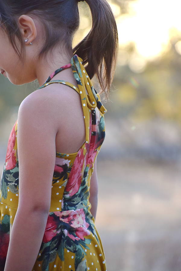 Tide Halter Dress in double brushed poly. Sleek and trendy with the unique neckline ties.