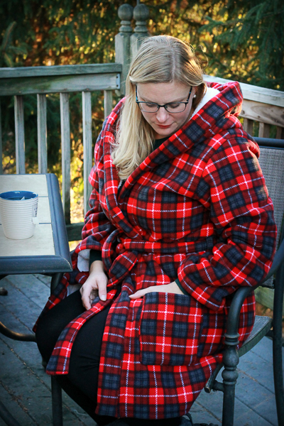 Miss Arctic Fox Robe. Fleece, cozy  housecoat, robe. Hooded with pockets and 2 lengths.