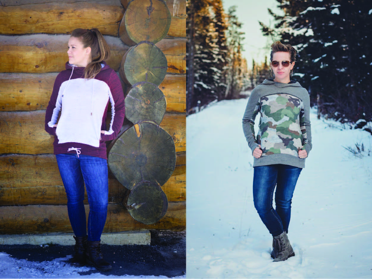 Miss Bonfire Hoodie with 2 piece sleeves, hidden pocket and a slight high low banded hem. Optional drawstrings and thumbholes.