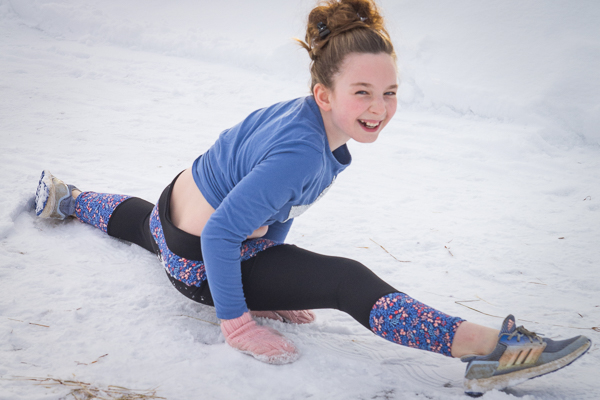 The Tamarack activewear tights in long crop length with full ankle piece. PDF pattern by Sofiona Designs.