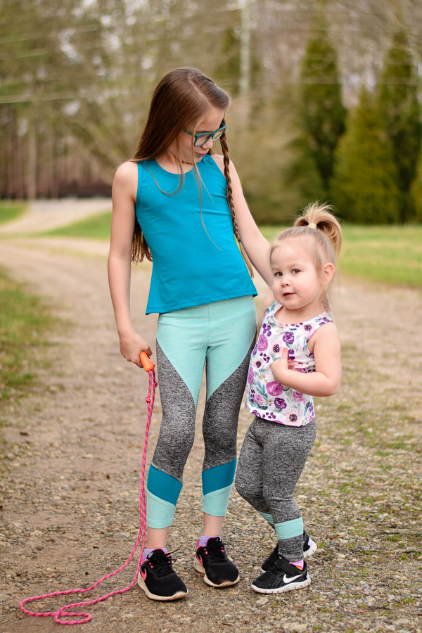 Tank top and athletic tights girls PDF sewing patterns from Sofiona Designs.