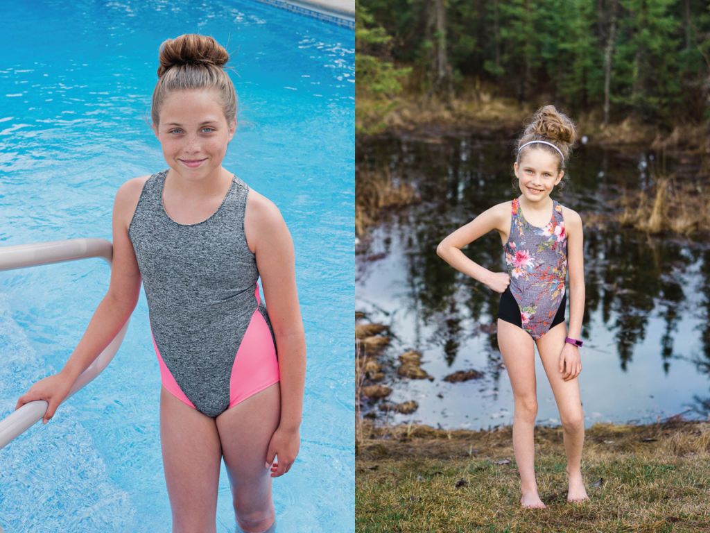 On trend one piece girls size 2-16 PDF swim pattern.  Sofiona Designs.