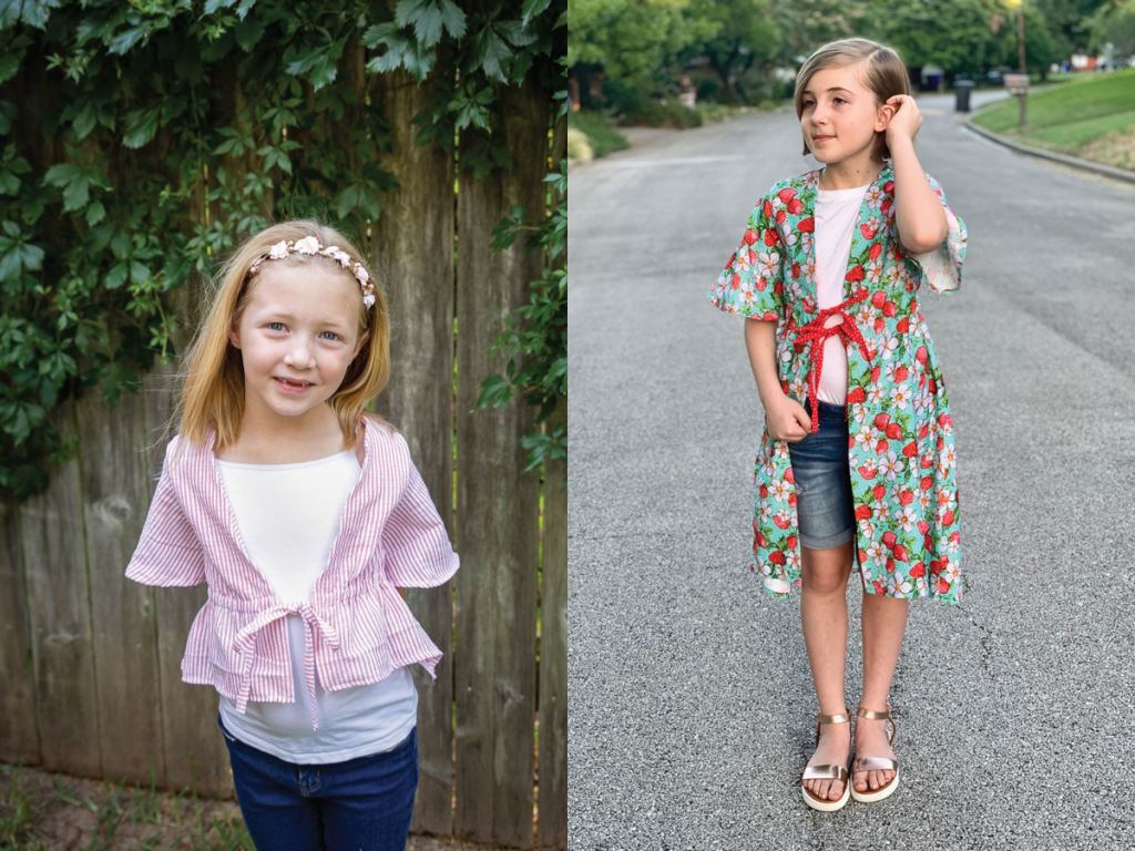 Girls tie front cover-up PDF sewing pattern.  Sofiona Designs size 2-16.