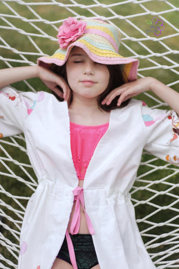 Girls swim cover up for sizes 2-16.  PDF sewing pattern from Sofiona Designs.