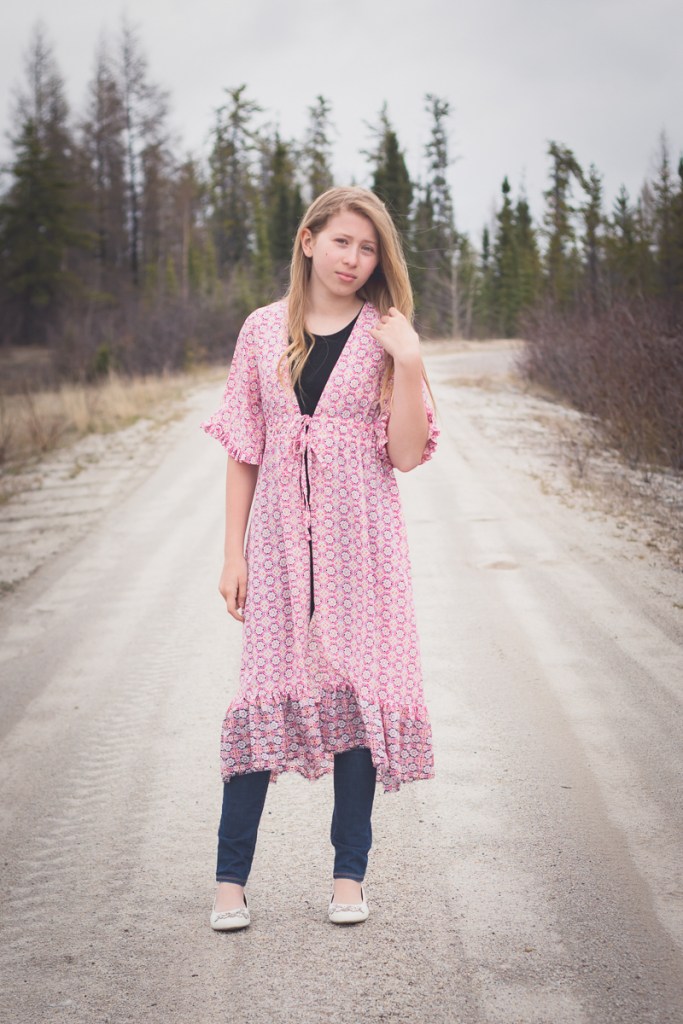 Chiffon cover-up / robe PDF sewing pattern for girls size 2-16 from Sofiona Designs.