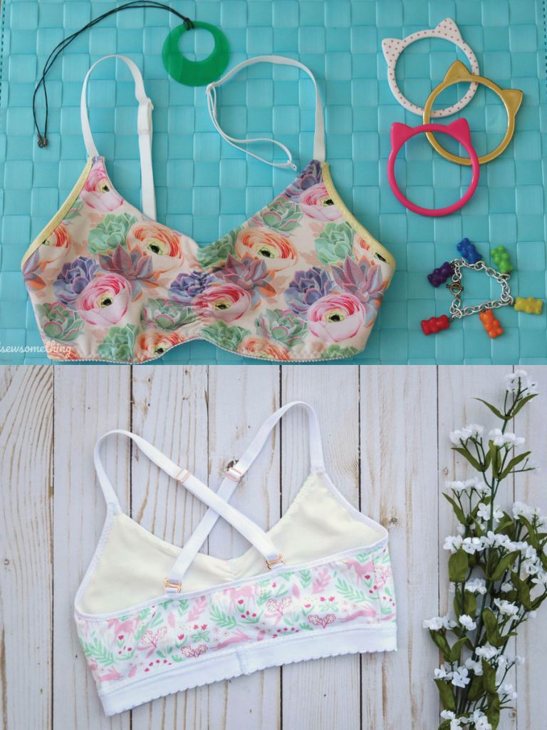 Adjustable straps and hooks for a versatile everyday undergarment. Wild Blueberry bralette PDF sewing pattern from Sofiona Designs.