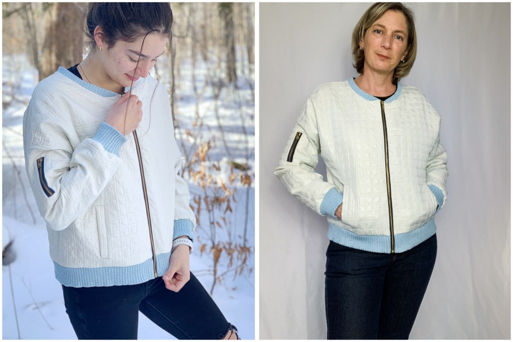 Miss Rose Hip in waist length view C with neckband, welt pockets, and zippered sleeve pocket. Junior Miss sizes 0-20 from Sofiona Designs.