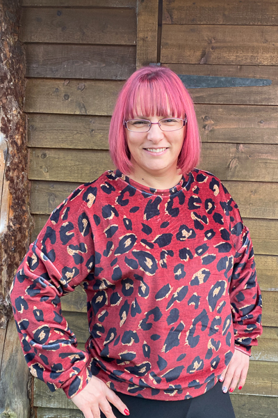 Miss Clover in view C with neckband and long sleeves. Junior Miss sizes 0-20 from Sofiona Designs.