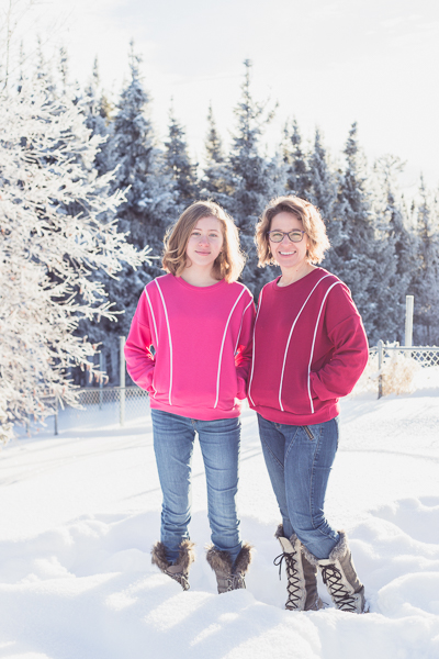 Miss Clover in view A with neckband and long sleeves. Hacked to include a hidden front pocket. Junior Miss sizes 0-20 from Sofiona Designs.