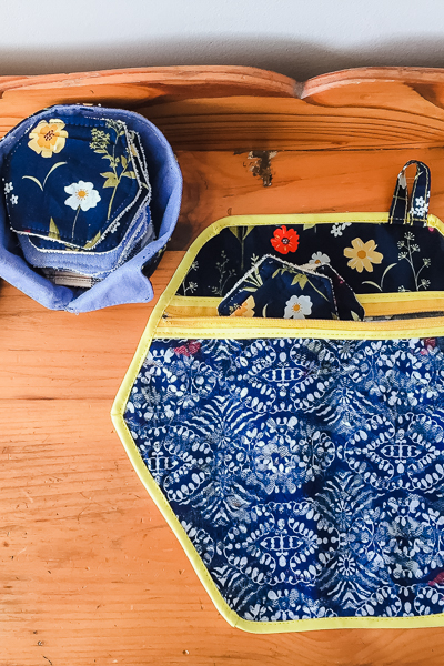  Eco-friendly make-up remover pads, storage basket and laundry bag.  The perfect scrap busting project!