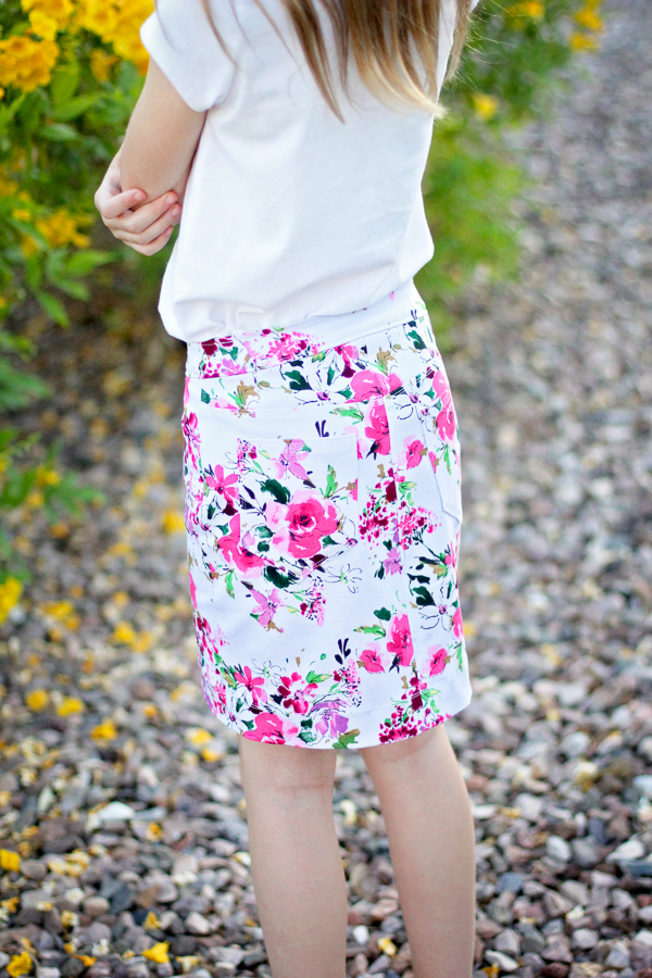 Modern print on a classic jean skirt. Perfect statement piece for any wardrobe!  
