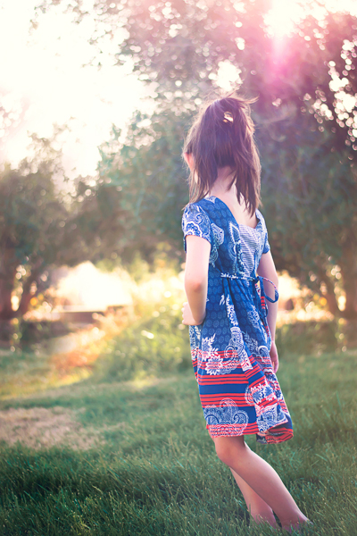 The Haze by Sofiona Designs for girls' sizes 2-16 in the dress length with simple hem and V back.