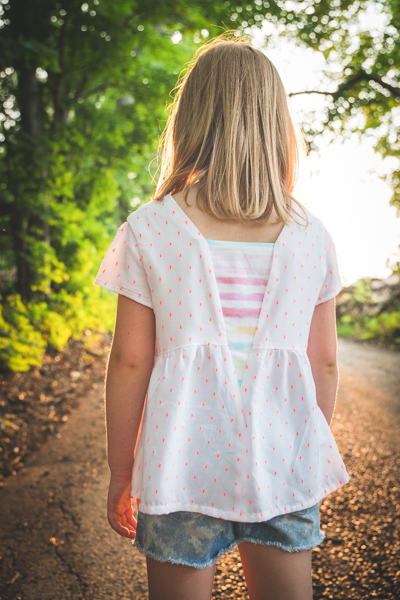 The Haze by Sofiona Designs for girls' sizes 2-16 in the top length and plain V back.