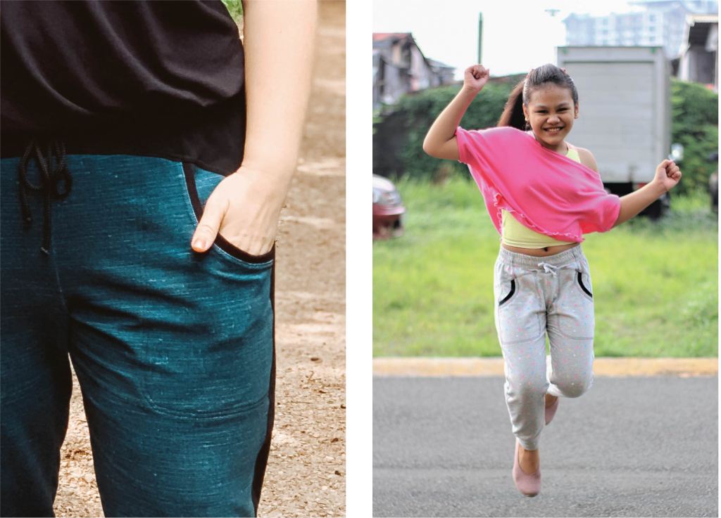 Optional waist ties for both style and function on these trendy joggers.
