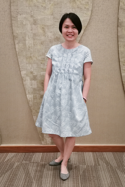 The Miss Haze top with bubble tuck bodice, simple hem, and waist ties. Available from Sofiona Designs in junior miss sizes 0-20.