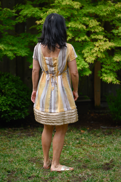 The Miss Haze top with simple back V section, pleated hem, and waist ties. Available from Sofiona Designs in junior miss sizes 0-20.