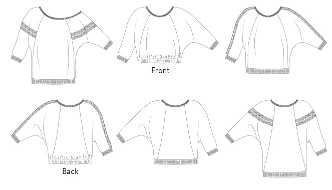 The line drawings for the Birch sweater by Sofiona Designs.