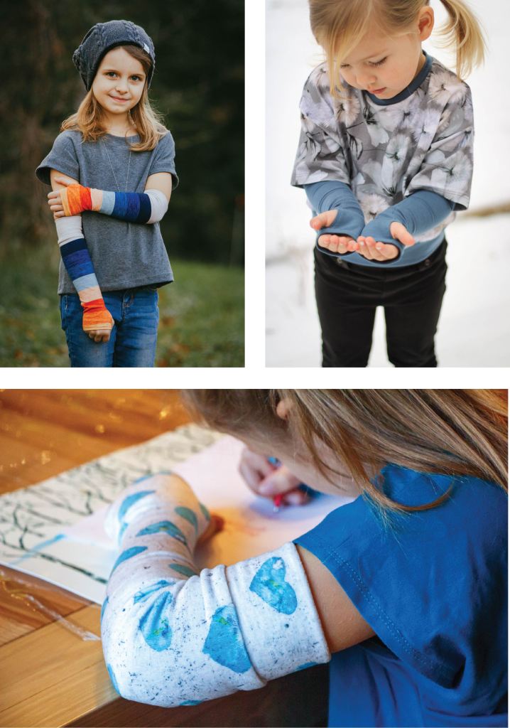 Thumb cuff faux sleeve in 2 lengths. Elbow length sleeve cuff. Full length faux sleeve.