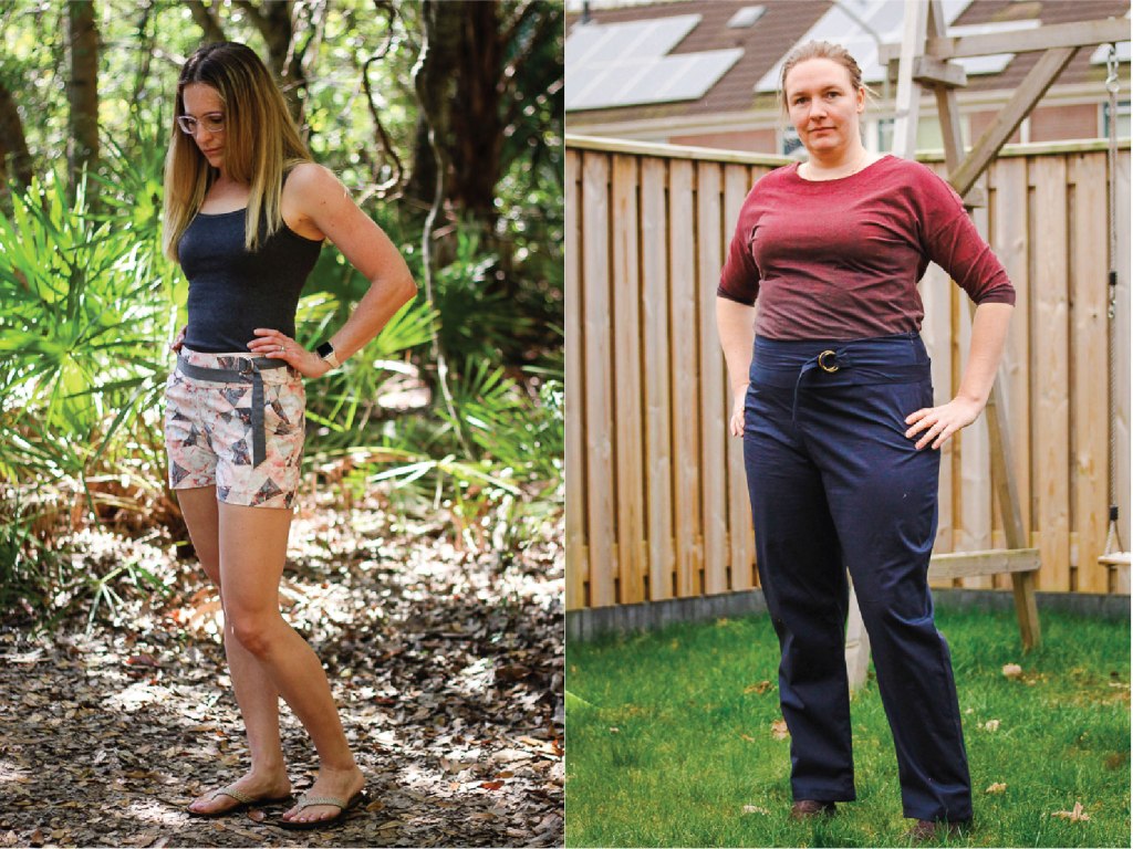 Optional belt detail on these high waist woven pants/shorts from Sofiona Designs.