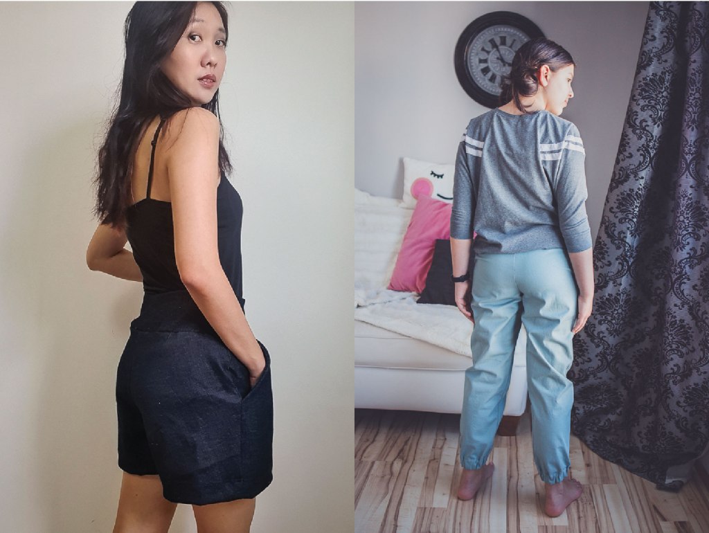 Denim and twill fabric options for a more structured look on the Miss Wood Lily pants from Sofiona Designs.