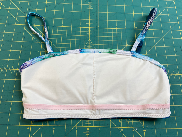 Adding a bra liner to the Pike cropped bikini swimsuit from Sofiona Designs.