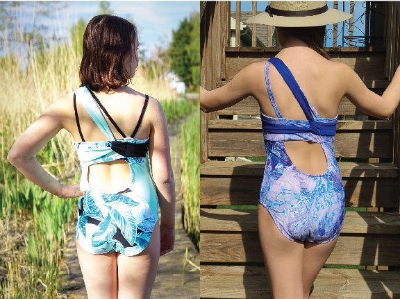 One and two shoulder options for the one-piece Minnow swimsuit.