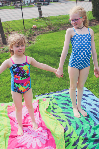 The Pike 1 piece swimsuit with colour blocking and vintage style cut lines from Sofiona Designs.