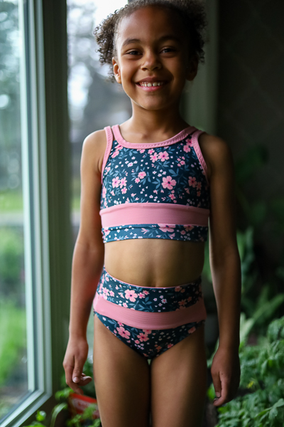 reversible two piece swimsuit with high waist