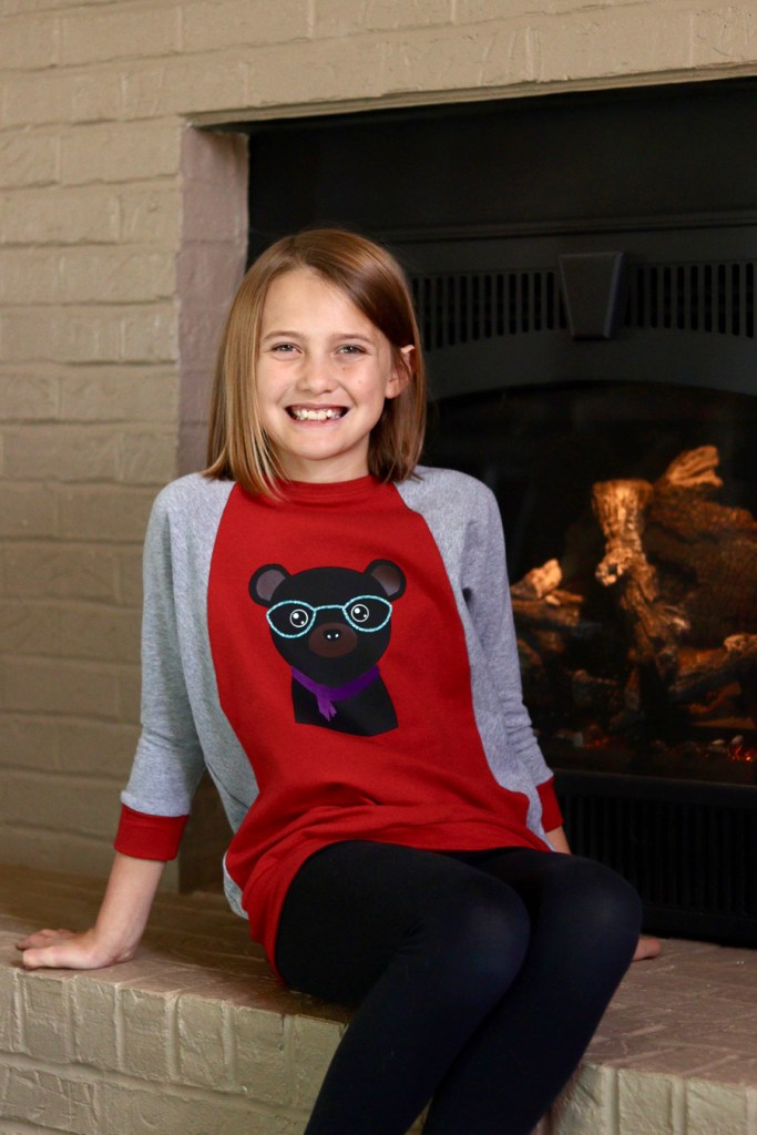 The Birch sweater for girls' from Sofiona Designs with a Norther Creature HTV for fun personalization.